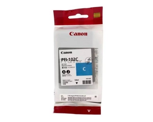 Картридж струйный Canon PFI-102C (0896B001) голубой (130 мл.) для Canon imagePROGRAF iPF605, iPF610., iPF650, iPF655, iPF710, iPF750, iPF755, LP17, iPF510