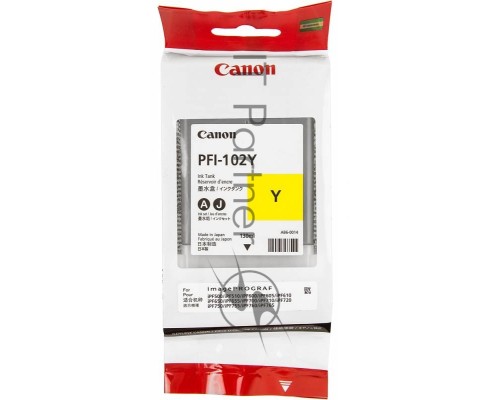 Картридж струйный Canon PFI-102Y (0898B001) желтый, 130 мл., для imagePROGRAF iPF605, iPF610., iPF650, iPF655, iPF710, iPF750, iPF755, LP17, iPF510