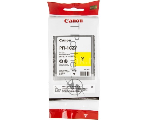 Картридж струйный Canon PFI-102Y (0898B001) желтый, 130 мл., для imagePROGRAF iPF605, iPF610., iPF650, iPF655, iPF710, iPF750, iPF755, LP17, iPF510