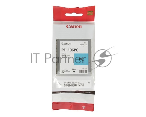 Картридж струйный Canon PFI-106 PC (6625B001) фото голубой (130 мл) для Canon iPF6300S/6400/6450