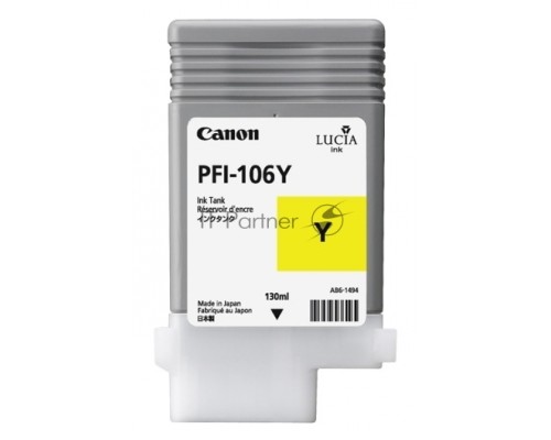 Картридж струйный Canon PFI-106 Y (6624B001) желтый (130 мл) для Canon iPF6300S/6400/6450