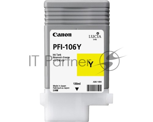 Картридж струйный Canon PFI-106 Y (6624B001) желтый (130 мл) для Canon iPF6300S/6400/6450
