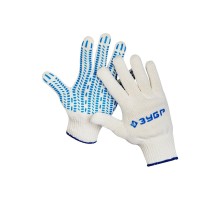 Перчатки ЗУБР трикотажные, 10 класс, х/б, с защитой от скольжения, L-XL, 10пар [11390-K10]