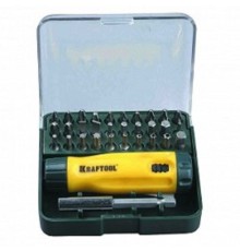 KRAFTOOL Набор Отвертка реверсивная с битами и адаптером, Cr-V, 32 предмета [26142-H32]