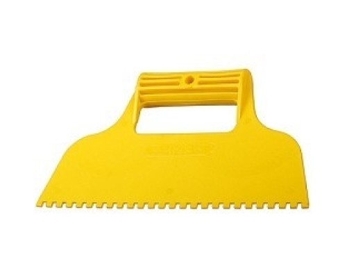[Шпатели, мастерки, кельмы, терки, гладилки ] Шпатель STAYER, пластмассовый, зубчатый 6х6мм, 230мм[1022-6]