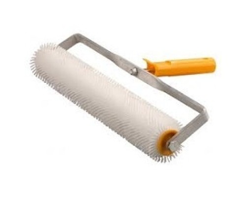 [Шпатели, мастерки, кельмы, терки, гладилки] Валик игольчатый STAYER для наливных полов в сборе, пластмассовые иглы, бюгель 8мм, 75х250мм