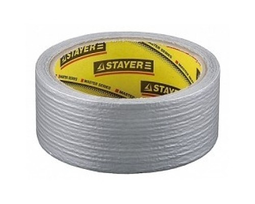 [Ленты клеящие, пленки, сетки] STAYER. Армированная лента, универсальная, влагостойкая, 48мм х 45м, серебристая [12080-50-50]