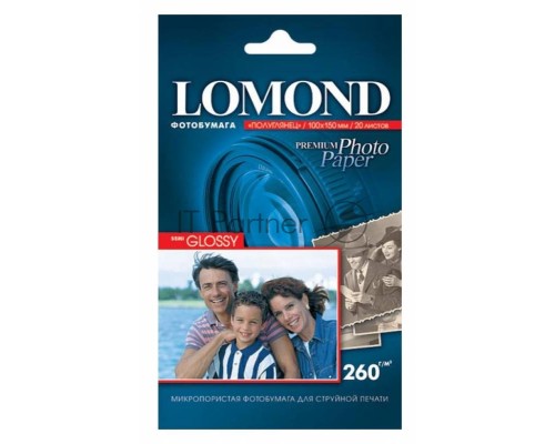 Фотобумага Lomond 1103302 10x15/260г/м2/20л./белый полуглянцевое для струйной печати