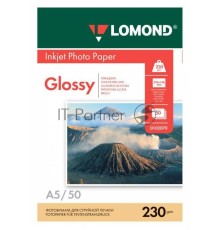 Фотобумага LOMOND Одностороняя Глянцевая, 230г/м2, A5(21x15)/50л.