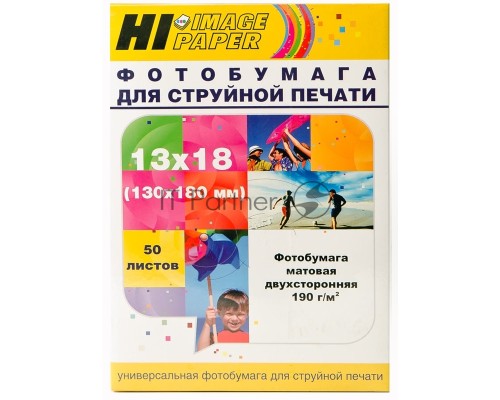 Фотобумага матовая двусторонняя (Hi-image paper) 13x18, 190 г/м, 50 л.