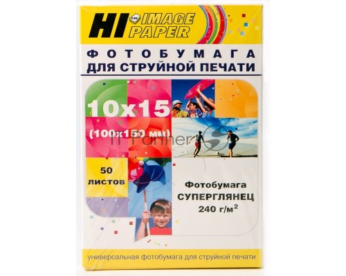 Бумага Hi-Black A21210U/ PH240-4R-50 Фотобумага суперглянец  односторонняя (Hi-image paper) 10x15, 240 г/м, 50 л.     