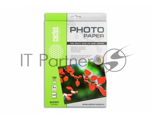 Фотобумага Cactus CS-GA4200100 A4/200г/м2/100л. глянцевая для струйной печати