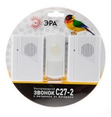 ЭРА Б0018969 Звонок беспроводной C27-2 {6 мелодий, 2 динамика, радиус 100 м}