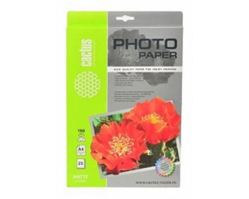 [Бумага] CACTUS CS-MA419025 Фотобумага матовая, A4, 190 г/м2, 25 листов