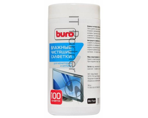Чистящие средства BURO BU-TSCRL 817440 Туба с чистящими салфетками, для экранов и оптики, 100 шт.