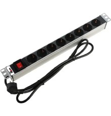 REM Блок розеток Rem-16 с выкл., 8 Schuko, 16A, алюм., 19