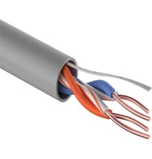 PROconnect (01-0027) Кабель витая пара U/UTP, CAT 5e, PVC, 2PR, 24AWG, INDOOR, SOLID, серый, 305м
