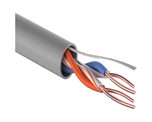 [Неэкранированная витая пара (бухты)] PROconnect (01-0027) Кабель витая пара U/UTP, CAT 5e, PVC, 2PR, 24AWG, INDOOR, SOLID, серый, 305м