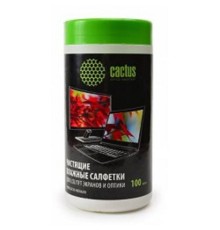 CACTUS Салфетки CS-T1001 Туба с чистящими салфетками для экранов и оптики, 100 шт