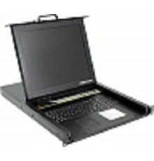 Procase E1708 Консоль однорельсовая , КВМ 8 порт, LCD 17'', single rail console KVM 8 port, LCD D-Sub, USB, разрешение 1280*1024, 8 кабелей