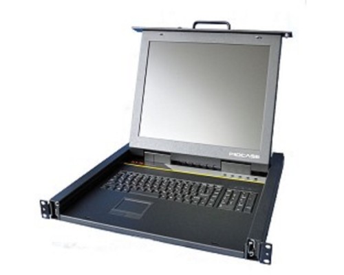 [консоли] ProCase E1716 Консоль однорельсовая , КВМ 16 порт, LCD 17', single rail console KVM 16 port, LCD D-Sub, USB, разрешение 1280*1024, 16 кабелей