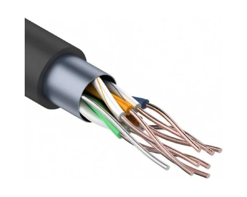 [Экранированная витая пара FTP (бухты)] PROconnect (01-0146-3) Кабель витая пара омедненный, F/UTP, CCA, CAT 5e, PE, 4PR, 24AWG, OUTDOOR, SOLID, черный, 305м