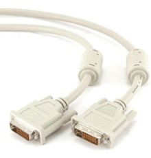 Кабель DVI-D dual link Gembird, 10м, 25M/25M, экран, феррит.кольца, пакет, белый [CC-DVI2-10M]