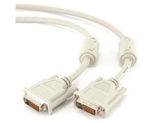 [кабели] Кабель DVI-D dual link Gembird, 10м, 25M/25M, экран, феррит.кольца, пакет, белый [CC-DVI2-10M]