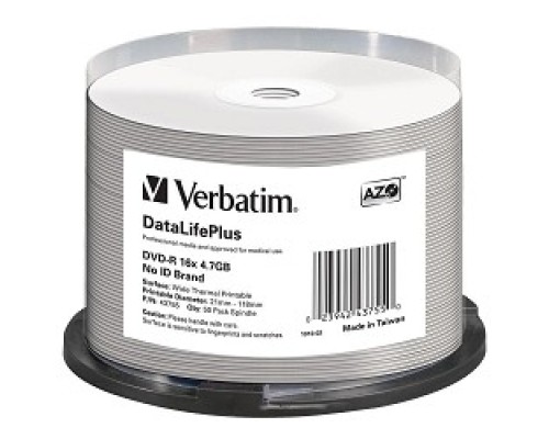 [Диск] Verbatim  Диски DVD-R  4.7Gb 16-х, Cake Box 50шт. Printable (43755)