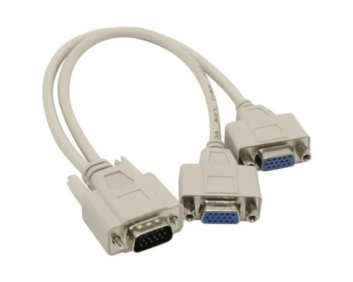 [Переходник] VCOM VVG6530-0.2M Кабель-разветвитель VGA 1=>2 (1x15M/2 x15F), {VGA Spliter Cable 0.2m} [06937510841219/4895182209411]