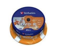 Verbatim  Диск DVD-R  4,7Gb 16x Cake Box Printable (25шт) (43538)
