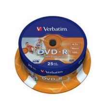 Verbatim  Диск DVD-R  4,7Gb 16x Cake Box Printable (25шт) (43538)
