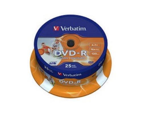 [Диск] Verbatim  Диск DVD-R  4,7Gb 16x Cake Box Printable (25шт) (43538)