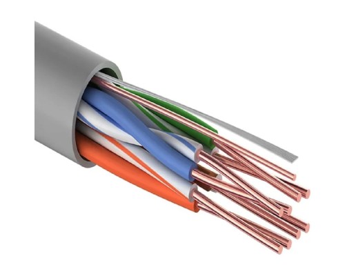 [Неэкранированная витая пара (бухты)] PROconnect (01-0043-2) Кабель витая пара омедненный U/UTP, CCA, CAT 5e, PVC, 4PR, 24AWG, INDOOR, SOLID, серый, 305м Light