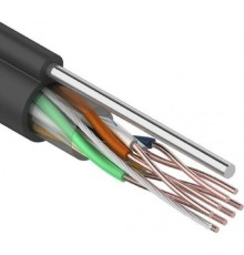 Rexant (01-0046) Кабель витая пара U/UTP, CAT 5e, PE, 4PR, 24AWG, OUTDOOR, SOLID, черный, с тросом, 305м
