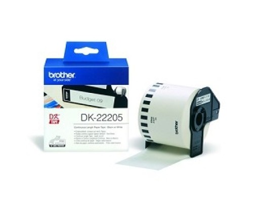 [Расходные материалы] Brother DK22205 Лента бумажная клеящая белая 62мм (DK22205)