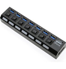5bites HB37-303PBK Концентратор 7*USB3.0 / БП 5В-2А / 1.2M / BLACK