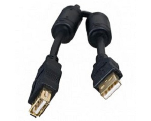 [кабели] 5bites UC5011-018A Проф. Кабель  USB2.0, AM/AF, зол.разъемы, ферр.кольца, 1.8м., черный