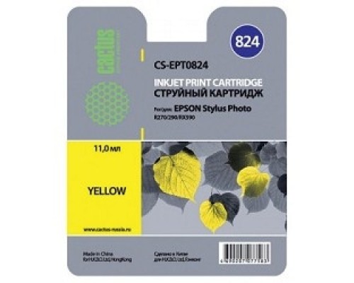[расходные материалы] Cactus EPT0824 Картридж струйный CS-EPT0824 CS-EPT0824 желтый для Epson Stylus Photo R270/290/RX590 (11,4ml)