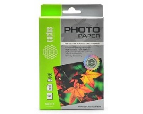 [Бумага] Cactus CS-MA6190100 Фотобумага матовая 10x15 190 г/м2 100 листов
