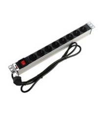 REM Блок розеток Rem-16 с выкл., 8 Shuko, 16A, алюм., 19