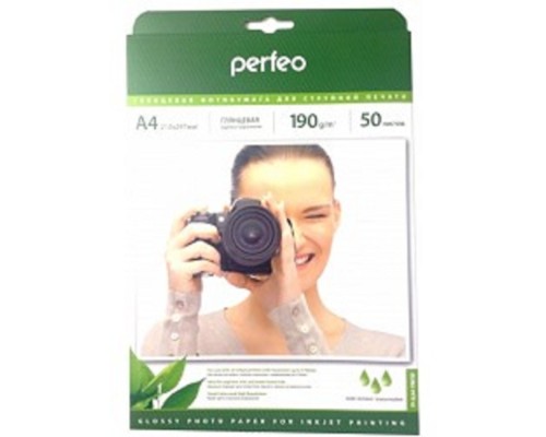 [фотобумага] Perfeo PF-GLA4-190/50  Бумага Perfeo глянцевая , А4 190 г/м2 ,  50л