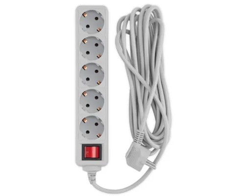 [Сетевые фильтры] PC PET Сетевой фильтр AP01006-5-GR 5м (5 розеток, EURO, EURO/RUS), серый {619891}