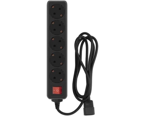 [Сетевые фильтры] PC PET Сетевой фильтр AP01006-E-B 1.8м (5 розеток, входн.вилка IEC 320,выход.роз.EURO/RUS), черный {619892}