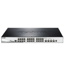 D-Link DGS-1510-28XMP/A1A PROJ Управляемый L2+ стекируемый коммутатор с 24 портами 10/100/1000Base-T и 4 портами 10GBase-X SFP+ (24 порта PoE 802.3af/at, PoE-бюджет 370 Вт)