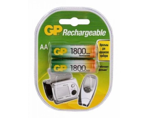 [Аккумулятор] GP ReEnergy 180AAHC AA, емкость 1800 мАч (180AAHCRGY-2CRCB2)  (2 шт. в уп-ке) аккумулятор