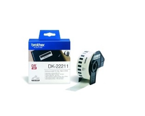 [Расходные материалы] Brother DK22211 Плёночная клеящаяся лента (белая, ширина 29 мм), длина рулона 15,2 м