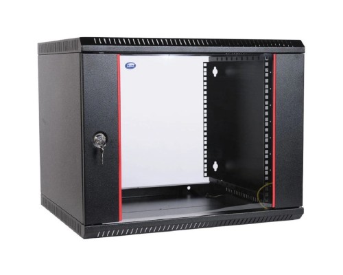 [Монтажное оборудование] ЦМО Шкаф телекоммуникационный настенный разборный 9U (600х520) дверь стекло, цвет черный (ШРН-Э-9.500-9005)