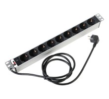 REM Блок розеток Rem-16 с инд., 9 Shuko, 16A, алюм., 19