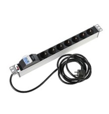 REM Блок розеток Rem-16 с авт. 16А, 7 Shuko, алюм., 19